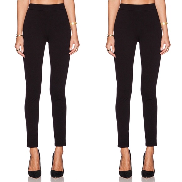 Theory Pants - THEORY black high waisted legging leather detail